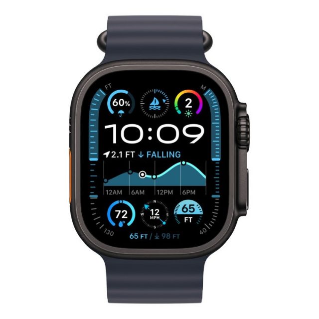 Apple Watch Ultra 2, 49 мм, GPS + Cellular, корпус из черного титана, ремешок Ocean Navy темно-синего цвета — изображение 2